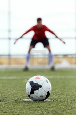 Ball On The Background Of Goalkeeper License Or Print