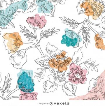 Watercolor Hand Drawn Floral Wallpaper Vector