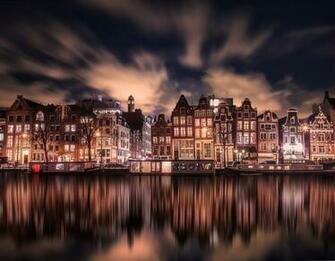 Man Made Amsterdam City Netherlands Night Light House Reflection