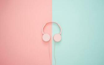 Wallpaper Headphones Minimalism Pink Pastel