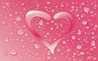 Water Drops On The Pink Heart Wallpaper Digital Art