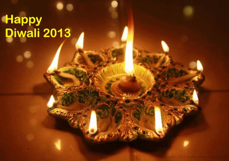Greetings Wallpaper Diwali Glittering With Oil Lamps