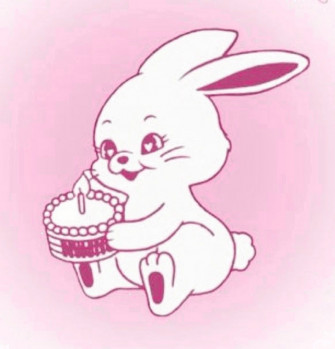 A Drawing Of Bunny Holding Cake Wallpaper