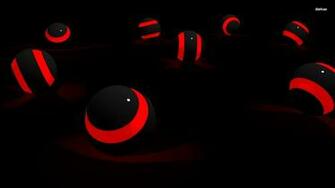Black Red Striped Spheres Wallpaper 3d