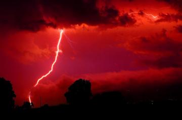 HD Wallpaper Lightning Strike Flash Red Energy Current