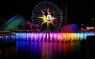 Wallpaper Night Fountain Disneyland Anaheim California Mickey