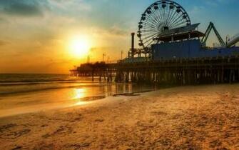 HD Sunset On Santa Monica Pier Wallpaper