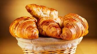 Wallpaper Croissant Wicker Basket Food