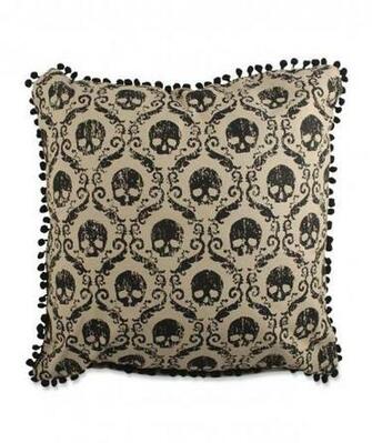 Damask Skull Wallpaper Pillow Black And White Halloween Party
