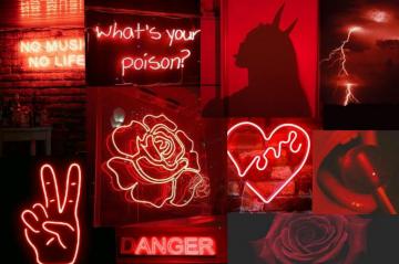 Red Neon Collage Desktop Wallpaper Art Aesthetic