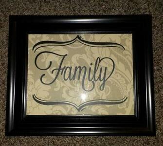 Family Frame Is Made From Vintage Wallpaper And Vinyl Lettering On
