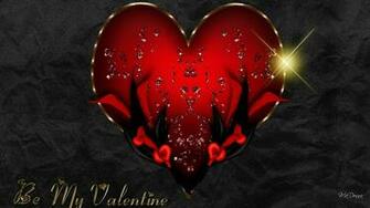 Red Heart On Black Silk Wallpaper