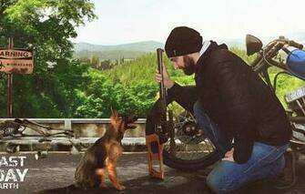 Wallpaper Biker Apocalypse Survival Weapons Forest Dog Gun