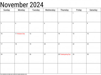 November Calendars Wallpaper