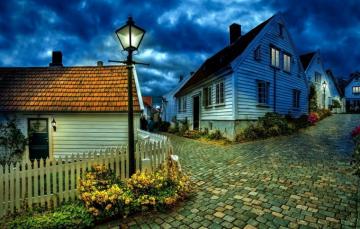 Wallpaper Night Village Image For Desktop Section