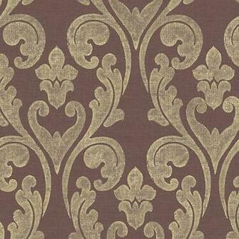 Eggplant Damask Scroll Fairwinds Studios Wallpaper