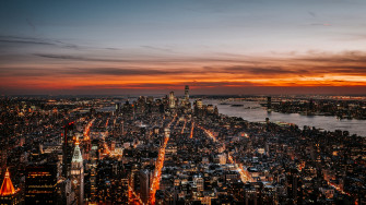 Wallpaper New York Night City Skyline Sky