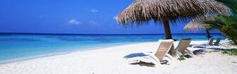Tropical Sandy Beach And Blue Ocean Wallpaper