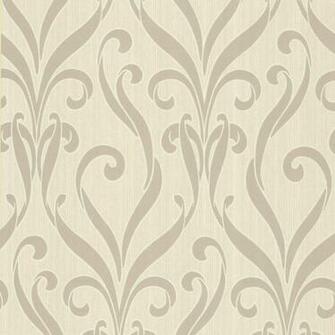 Medusa Taupe Swirl Modern Damask Wallpaper Contemporary