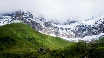 Snow Capped Mountains HD Desktop Wallpaper