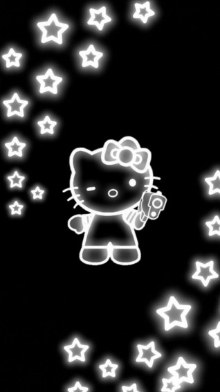 Y2k White Lightly Stars And Hello Kitty With Black