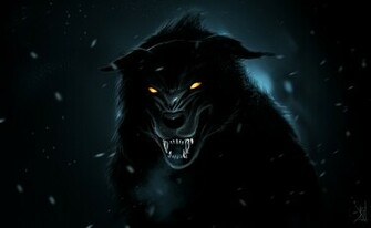 Werewolf Dark Forest Black Wolf Paint Snow Ghost HD Wallpaper Jpg