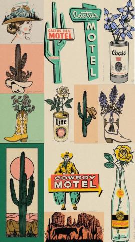 Western Phone Wallpaper In Cowgirl Art Collage Wall