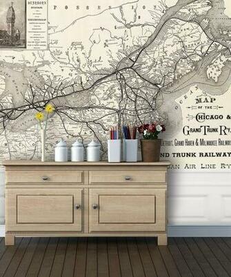 Map Of The Chicago Grand Trunk Railway Wallpaper Zulily