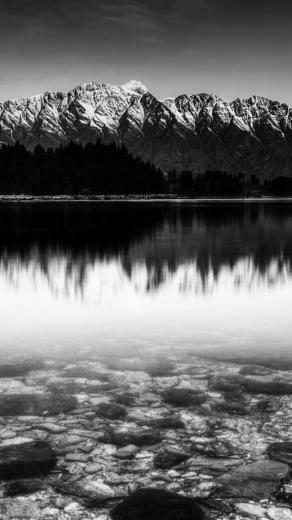 Android Wallpaper Black And White Snow Mountain Lake