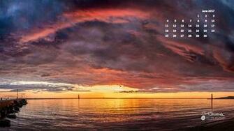 June Calendar Desktop Wallpaper Sunset Over Lake Michigan