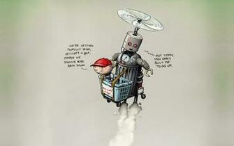 Robot Wallpaper Sad Cute Retro