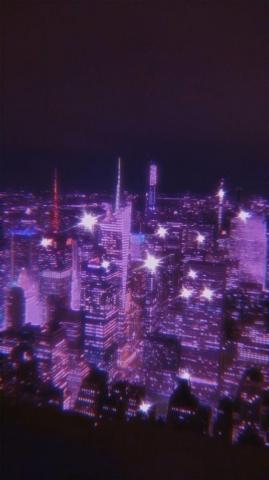 Aesthetic City Purple Wallpaper