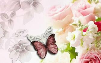 Flowers And Butterflies Wallpaper Digital Art