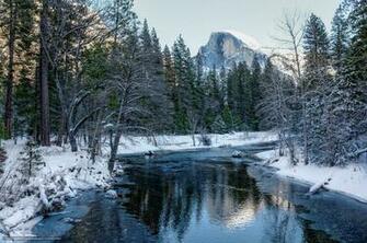 Wallpaper Yosemite National Park River Trees Mountains Desktop