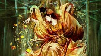 Anime Geisha Wallpaper With Rose Petals