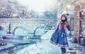 Vintage Winter Scene HD Wallpaper Background Image