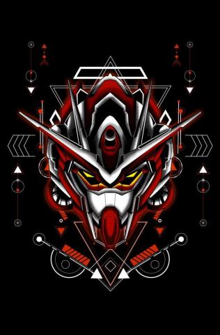 Gundam Head Sacred Geometry Art Print By Syndicatestudio X Small