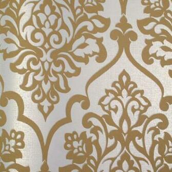 Mood Living Nino Gold And White Damask Wallpaper
