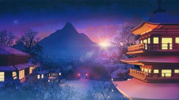 Japanese Scenery Sunset Night Digital Art 4k Pc