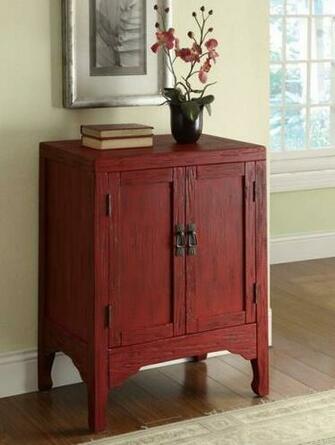Rustic Red Accent Cabinet With Doors Traditional Side Tables And End