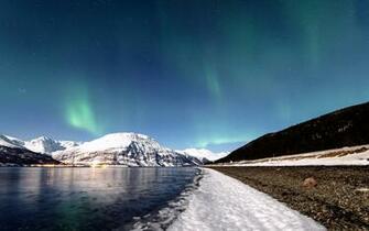 Desktop Wallpaper Norway Aurora Nature Mountains Sky Snow