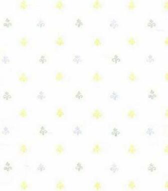 Wallpaper By The Yard Tiny Fleur De Lis In Baby Blue Yellow On White