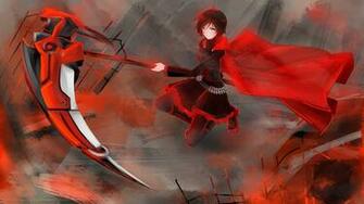Ruby Rose Rwby High Caliber Sniper Scythe Weapon Cape Girl Animation