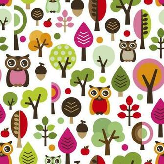 Wallpaper Retro Cartoon Owls