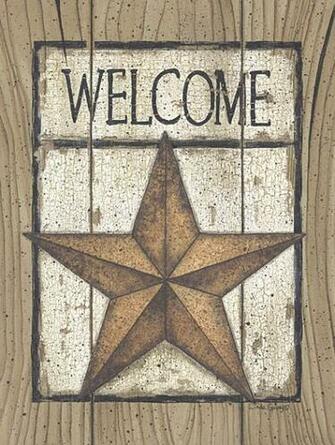 Folk Art Primitive Star Welcome Country Framed Wall
