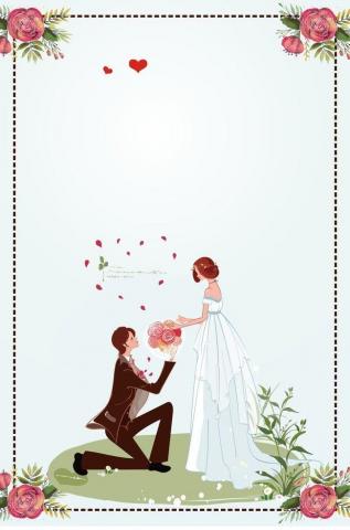 Vector Cartoon Illustration Couples Wedding Posters Background