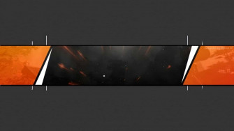 A Black And Orange Banner With Background