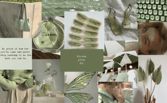 Sage Green Aesthetic Picture Collage Wallpaper