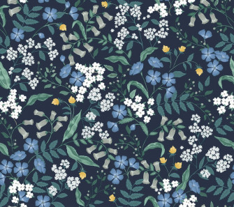 Navy Floral Pattern Wallpaper