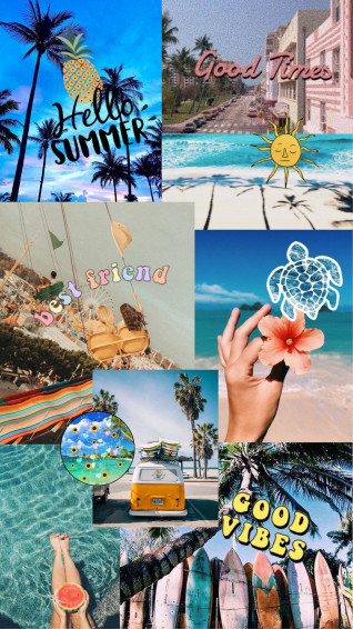 Summer Collage Background Wallpaper